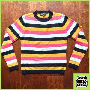 Womens M Sweet Rain Multicolor Striped Sweater Pink Yellow Dopamine Kidcore